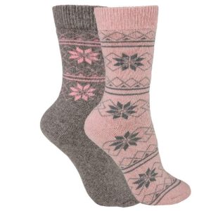 2-pack Mönstrade Ullstrumpor Rosa