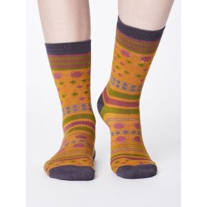 Bambustrumpor Mönstrad Senapsgul