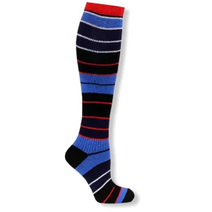 Stödstrumpor Randig Blå - Röd