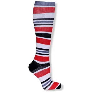 Stödstrumpor Randig Röd