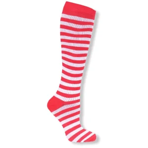 Stödstrumpor Randig Röd - Vit