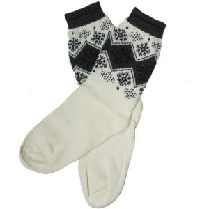 Ullstrumpor Mönstrad Offwhite - Utsåld